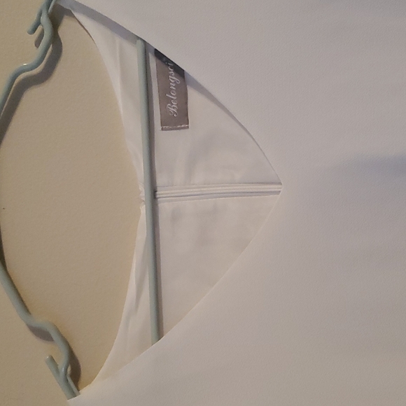 Belongsci white midi oversized dress with ruffle elbow length sleeves - Picture 3 of 6